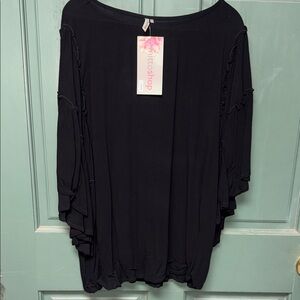 Mittoshop Black Ruffle Sleeve Blouse